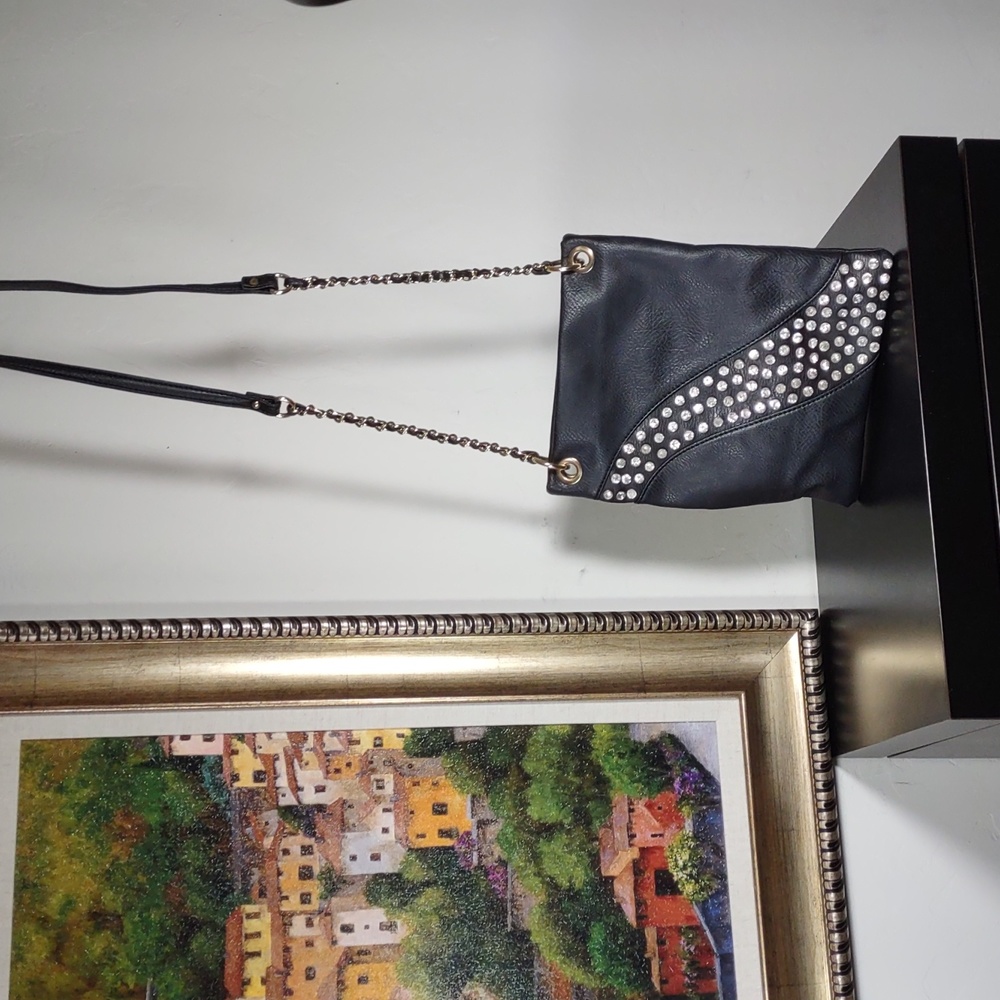 LaTique Faux Leather Shoulder Bag w/Crystal Embellishment
